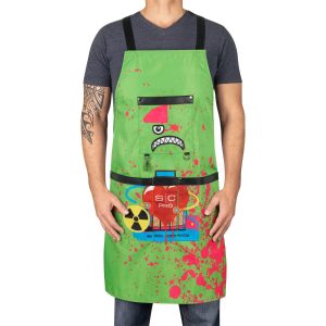 Water-Repellent Barber/Salon Apron with Adjustable Straps in Radioactive Green