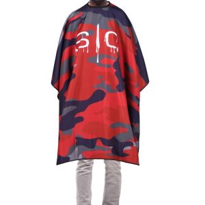 Waterproof Barber/Stylist Cape with Adjustable Closure in Red Camo Design