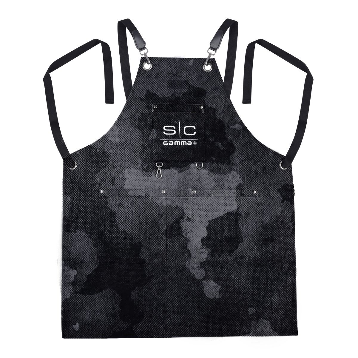 Waterproof Barber/Salon Apron with Crossback Strap in Black Camo Design - Image 3